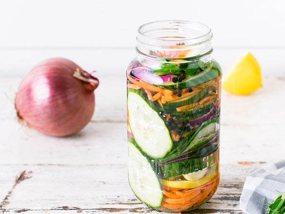 vegetables in an open jar